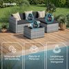 STEELSØN 'Zethora' Polyrattan 3-tlg. Gartenlounge, Sitzgruppe aus Sofa, Hocker und Tisch, grau-meliert/anthrazit, wetterfest, für 4 Personen Bild 3