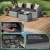 STEELSØN 'Zethora' Polyrattan 3-tlg. Gartenlounge, Sitzgruppe aus Sofa, Hocker und Tisch, grau-meliert/anthrazit, wetterfest, für 4 Personen Bild 5
