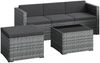 STEELSØN 'Zethora' Polyrattan 3-tlg. Gartenlounge, Sitzgruppe aus Sofa, Hocker und Tisch, grau-meliert/anthrazit, wetterfest, für 4 Personen Bild 2