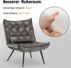 MCombo moderner Sessel Relaxsessel 4779GY-1, für Wohnzimmer, mit Taillenkissen, Retro Vintage Lesesessel, Loungesessel Stuhl Polstersessel, ohne Hocker, Mikrofaser, Dunkelgrau Bild 5