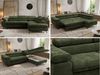 MKS Möbel 'Pablo L-Form' Ecksofa mit Schlaffunktion, verstellbare Kopfstützen, Dunkelgrün, Schenille glatt, T25 Topper, Rechts Bild 2