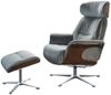KAWOLA Sessel TOSAR Relaxsessel drehbar Velvet steingrau mit Hocker 110 x 89 x 83 cm Bild 3