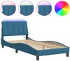 vidaXL Bettgestell mit LED ohne Matratze "Hanko" Blau 90x190 cm Samt 3213755 Bild 2