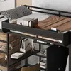 Hochbett mit Schreibtisch, Kleiderschrank und Regal, 90x200cm, Metallbett mit Rausfallschutz, Jugendbett, Kinderbett Bild 4