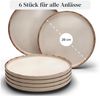 PURE LIVING INTERIOR DESIGN Geschirr-Set Pure Living Speiseteller 6er 26cm »Rustic«, Steingut, Beige, 6 Personen, Steingut, Authentischer Landhausstil, Reaktive Glasur – jedes Stück ein Unikat,… Bild 3