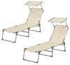 SONGMICS Sonnenliege klappbar, 2er Set, belastbar bis 110 kg, verstellbare Sonnenblende, Rückenlehne, beige Bild 2