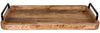 BigDean Serviertablett aus Mangoholz - 50 x 25 x 3 cm - Vintage Holz Tablett - UNIKAT - Holztablett mit Metall-Griffen - Küchentablett rechteckig Bild 5