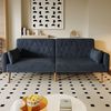 Schlafsofa 180 x 75 x 82 cm aus Samt – 2-Sitzer mit verstellbarer Rückenlehne und Armlehnen Bild 5