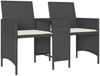 vidaXL Gartensofa 2-Sitzer mit Tisch und Hockern Schwarz Poly Rattan 4003890 Bild 4