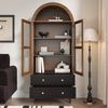 Sideboard mit Glastür, Nussbaumoptik, gewölbter Rahmen, verstellbaren Böden, Retro-Design, goldenen Griffen, hoher Stauraum Bild 5