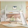 Etagenbett 90x200 cm mit Stauraumtreppe und Rutsche – Hausbett aus Kiefernholz und MDF, Weiß Bild 2