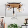 hofstein Deckenleuchte Deckenlampe aus Metall/Holz/Glas in Schwarz/Natur/Rauch/Bernstein/Klar, Deckenleuchte im Retro/Vintage-Design (Schirme Ø 15 cm), 3 x E27 Bild 3