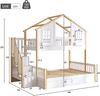 Merax Etagenbett, Kinderbett, 90*200+140*200cm, Holzbett, Hausbett, mit hydraulischem Unterbett, Hochbett mit LED und Stauraumtreppe, weiß+Naturfarbe Bild 4