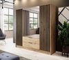 Bettso 'NELLY' Kleiderschrank mit Lamellen und Spiegel, Holzwerkstoff Artisan Eiche 200x51x206 cm Bild 3