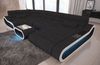 Wohnlandschaft Stoff Concept mit LED - Strukturstoff - Schwarz-Weiß - Rechts Bild 2