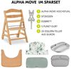 Hauck Hochstuhl Alpha Move - Natur, Holz Babystuhl ab 6 Monaten mit Rollen, Essbrett, Sitzkissen & Teller Bild 2
