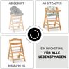 Hauck Hochstuhl Alpha Move - Natur, Holz Babystuhl ab 6 Monaten mit Rollen, Essbrett, Sitzkissen & Teller Bild 3