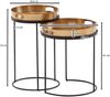 Beistelltisch 2er Set Gold / Schwarz Metall Hammerschlag Satztisch Rund, Couchtisch abnehmbares Tablett, Tabletttisch Sofa 2 teilig Modern, Runder Sofatisch Bild 4