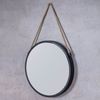 Levandeo® Wandspiegel, Spiegel 30cm Rund Schwarz Metall Jute Wandspiegel Flurspiegel Bild 2