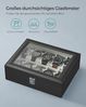 SONGMICS Uhrenbox mit 10 Fächern, Uhrenkasten mit Glasdeckel, Uhrenkoffer mit Herausnehmbaren Uhrenkissen, SAMT-Innenfutter, Metallverschluss, aus PU, Schwarz JWB010BK, Grau, 25,4 x 7,8 x 20,2 cm Bild 3