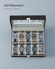 SONGMICS Uhrenbox mit 10 Fächern, Uhrenkasten mit Glasdeckel, Uhrenkoffer mit Herausnehmbaren Uhrenkissen, SAMT-Innenfutter, Metallverschluss, aus PU, Schwarz JWB010BK, Grau, 25,4 x 7,8 x 20,2 cm Bild 4