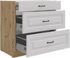 Küchen Unterschrank 80 cm Stilo Weiß + Eiche Artisan Vollauszug Soft-Close Küche Bild 2