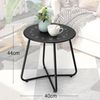 Outdoor Beistelltisch Metall Rund Schwarz Blumenausschnitte Bild 3