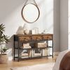 SONGMICS Konsolentisch, Beistelltisch mit 3 Stoffschubladen, schmaler Flurtisch, für Wohnzimmer, Metallrahmen, braun Bild 2