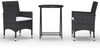 vidaXL 3-tlg. Bistro-Set Poly Rattan und Hartglas Schwarz 3058378 Bild 2