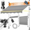 KESSER® Klemmmarkise mit Handkurbel & LED Lichterkette | Balkonmarkise ohne Bohren | Markise UV-beständig höhenverstellbar & wasserabweisend | Sonnenschutz für Balkon Terrasse & Garten Grau, 150 cm Bild 2