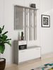 Dmora Eingangsmöbel Garolfo, Moderner Eingang, Wandgarderobe, Multifunktions-Aufbewahrungskonsole, 100x26h190 cm, Weiß und Zement Bild 2