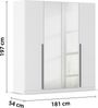 rauch Kleiderschrank Alba, Drehtürenschrank, Garderobenschrank, 4-türig, mit Spiegel, mit 2 Kleiderstangen und 2 Einlegeböden, Farbe Weiß, Griffstange Grau metallic, Schwarz, 181x197x56cm Bild 4