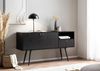 Sideboard 140 x 75 x 40 cm Kommode Schwarz mit Eiche-Dekor Zeitlos, Hoher Kommodenschrank, Standschrank Wohnzimmer mit 2 Türen und Schublade, Anrichte mit offenem Fach Bild 3