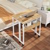 Klappbarer Schreibtisch 63cm mit Rollen Stauraum Home Office Beige Bild 2