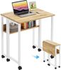 Klappbarer Schreibtisch 63cm mit Rollen Stauraum Home Office Beige Bild 1