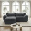 Flieks 2-Sitzer Sofa, L-förmiges Sofa, rahmenlos modular mit Ottoman & 2 Kissen, rutschfester Boden, Plüsch, Grau Bild 2