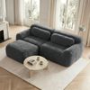 Flieks 2-Sitzer Sofa, L-förmiges Sofa, rahmenlos modular mit Ottoman & 2 Kissen, rutschfester Boden, Plüsch, Grau Bild 3