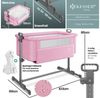 KESSER® Zustellbett Hubi 3in1 Baby Beistellbett Reisebett Babybett mit weich Matratze, mit Rollen Kinderbett, 5-fach Höhenverstellung, Faltbare Seitenwand für zu Hause und unterwegs Rosa Bild 4