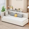 Polsterbett 90x200 cm mit Lattenrost – Schlafsofa im Mid-Century-Modern-Design in Beige Bild 2
