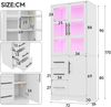 Flieks Badezimmer-Hochschrank mit LED weiß 72 x 35 x 170 cm, Aufbewahrungsschrank mit Glastüren, 3 Schubladen, 2 Schränken, App-Steuerung LED Bild 4