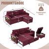 Schlafsofa aus Cord mit Stauraum, USB-Anschluss & LED, 196x82-144x85 cm, Weinrot Bild 4