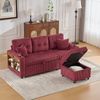 Schlafsofa aus Cord mit Stauraum, USB-Anschluss & LED, 196x82-144x85 cm, Weinrot Bild 2