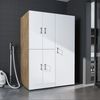 Roomart Waschmaschinenschrank- DORA-II- 130 cm breit – Waschmaschinen- & Trockner-Überbau mit Türen und Ausziehplatte, Bad & Waschküche • Weiß-Eiche Bild 2