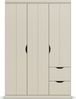 rauch Frieda, Kleiderschrank im Landhausstil, 3-türig, 2 Schubladen, mit 2 Kleiderstangen und 2 Einlegeböden, Farbe Beige, BxHxT 136x203x56cm Bild 2