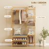 HOMCOM Garderobenständer mit Schuhregal, Kleiderhaken, Mantelständer, Sitzbank mit Kissen, (Kleiderständer, 1 St, Standgarderobe), für Wohnzimmer, Schlafzimmer, Naturholz Bild 4