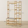 HOMCOM Garderobenständer mit Schuhregal, Kleiderhaken, Mantelständer, Sitzbank mit Kissen, (Kleiderständer, 1 St, Standgarderobe), für Wohnzimmer, Schlafzimmer, Naturholz Bild 3