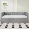 Gepolstertes Schlafsofa 90/180x200 cm mit ausziehbarem Bett, Samtstoff, Lattenrost, platzsparend für Wohnzimmer & Gästezimmer Bild 3