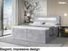 MEBLINI Boxspringbett ASPIN 120x200 cm mit Bettkasten und LED - H4/Hellgrau Samt Polsterbett - Doppelbett mit Topper & Taschenfederkern-Matratze Bild 2
