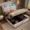 Polsterbett 160×200 cm mit Bettkasten, LED, USB & Steckdose, Beige, inkl. Matratze Bild 2