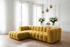 Ecksofa Designersofa SOLVIE in Stoff Tiffani Honiggelb Ottomane Links Bild 1